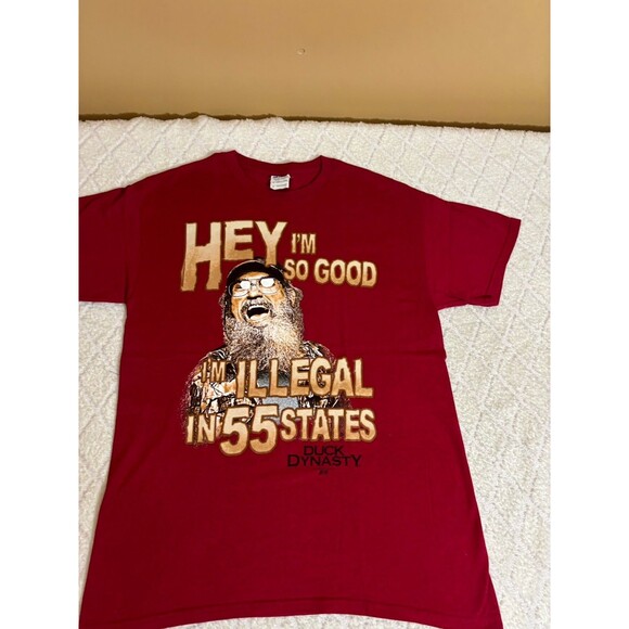 Duck Dynasty 2013 Si Robertson I’m Illegal In 55 States Red Shirt Men’s Size M - Picture 5 of 11